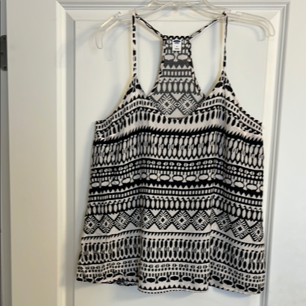 Patterned Black and White Women's Top size medium by Old Navy